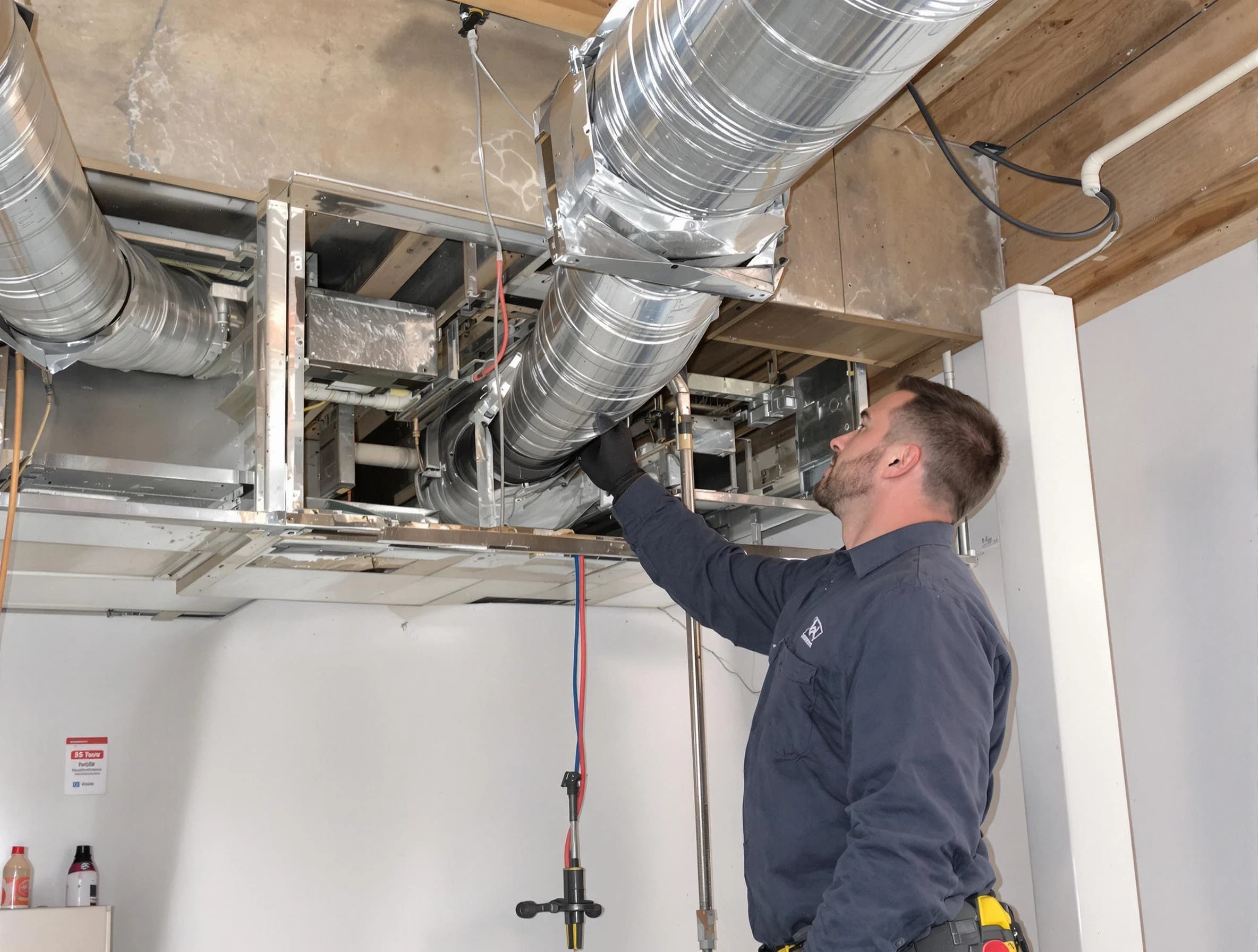 West Pleasant View Air Duct Cleaning technician performing professional air duct repair using specialized tools in West Pleasant View