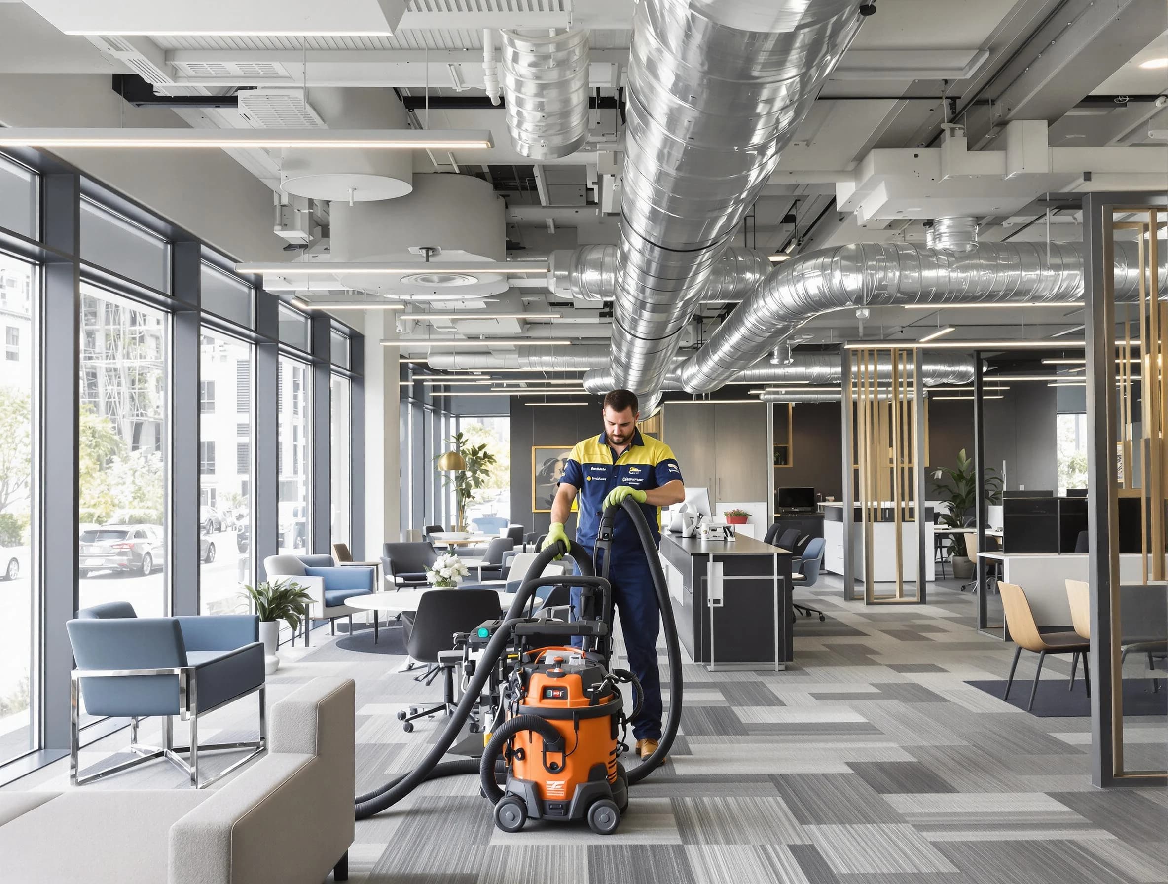 West Pleasant View Air Duct Cleaning team performing thorough commercial duct cleaning at a West Pleasant View business center